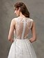 cheap Wedding Dresses-A-Line Plunging Neck Floor Length Lace / Tulle Made-To-Measure Wedding Dresses with Appliques / Draping / Lace by LAN TING BRIDE®