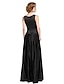 cheap Mother of the Bride Dresses-A-Line Jewel Neck Floor Length Stretch Satin Mother of the Bride Dress with Beading / Appliques / Draping by LAN TING BRIDE®