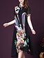 cheap Print Dresses-Women&#039;s Plus Size Going out Sophisticated Loose Chiffon Swing Dress Print Stand Summer Black XL XXL XXXL