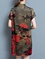 baratos Vestidos de mulher-Mulheres Para Noite Vintage Sofisticado Seda Solto Vestido Estampado Colarinho Chinês Acima do Joelho