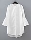 abordables Tops de tallas grandes-Mujer Camisa Color sólido Escote Redondo Noche Estilo clásico Manga Larga Corte Ancho Tops Blanco