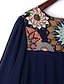 baratos Tops em tamanhos grandes-Mulheres Blusa Floral Tamanho Grande Decote Redondo Diário Final de semana Flor Manga Curta Blusas Azul Escuro Bege