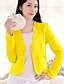 abordables Blazers Femme-blazer Couleur unie Printemps &amp; Automne Col V Court Manteau Travail Manches Longues Veste Blanche / Mince