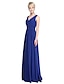 ieftine Rochii de Domnișoare de Onoare-A-Line V Neck Floor Length Georgette Bridesmaid Dress with Side Draping / Criss Cross by LAN TING BRIDE®