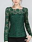 cheap Women&#039;s Blouses &amp; Shirts-Women&#039;s Daily Holiday Street chic Plus Size Slim Blouse - Solid Colored Dusty Rose, Lace Green / Spring / Fall / Winter