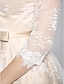 olcso Menyasszonyi ruhák-Mennyegző Nyitott hátrész Kis fehér szoknyák Boho Esküvői ruhák A-vonalú Nyak csónak Háromnegyedes Hosszú Csipke szaténon Menyasszonyi ruhák Val vel Csipke Pántlika / szalag 2023