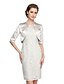 cheap Mother of the Bride Dresses-Sheath / Column Bateau Neck Knee Length Lace / Satin Mother of the Bride Dress with Lace / Pleats by LAN TING BRIDE®