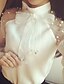 preiswerte Tops für Frauen in Übergrößen-Damen Bluse Einfarbig Ständer Täglich Wochenende Schleife Langarm Regular Fit Oberteile Weiß