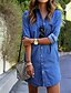 cheap Casual Dresses-Women&#039;s Daily T Shirt Dress - Solid Colored Blue Shirt Collar Cotton Blue XXXXL XXXXXL XXXXXXL