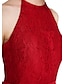 levne Šaty pro družičky-A-Line Bridesmaid Dress Jewel Neck Sleeveless Knee Length Chiffon / Lace with Lace / Sash / Ribbon 2022