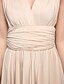 cheap Bridesmaid Dresses-A-Line V Neck Asymmetrical Chiffon / Jersey Bridesmaid Dress with Sash / Ribbon / Pleats / Convertible Dress