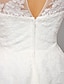 voordelige Trouwjurken-Ball Gown Wedding Dresses Bateau Neck Tea Length Lace Over Tulle Short Sleeve Formal Casual Illusion Detail Cute with Lace Appliques 2022 / Illusion Sleeve