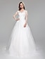 baratos Vestidos de Casamento-Salão Vestidos de noiva Cauda Corte De Baile Manga Longa Ilusão Decote Renda Com Apliques 2023 Vestidos de noiva