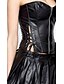 cheap Corsets-Corset Women&#039;s Going out Black PU Overbust Corset Zipper Ruched Solid Colored / Super Sexy