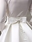 baratos Vestidos de Casamento-Noivado Formal Vestidos de noiva De Baile Gola Alta Manga Longa Cauda Escova Cetim Vestidos de noiva Com Laço Faixa / Fita 2023