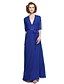 cheap Mother of the Bride Dresses-A-Line V Neck Floor Length Chiffon Mother of the Bride Dress with Sash / Ribbon by LAN TING BRIDE®