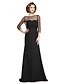 cheap Mother of the Bride Dresses-A-Line Mother of the Bride Dress Elegant Bateau Neck Floor Length Chiffon Half Sleeve with Beading 2020 / Illusion Sleeve