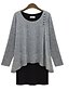 preiswerte Blusen und Hemden für Damen-Damen Solide - Freizeit Baumwolle Bluse, Bateau Mehrlagig Hellgrau
