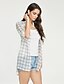 cheap Women&#039;s Blazers &amp; Jackets-Women&#039;s Beach Street chic Summer Shirt,Check Shirt Collar Silk Polyester Thin