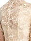 Χαμηλού Κόστους Φορέματα για τη Μητέρα της Νύφης-Γραμμή Α Φόρεμα Μητέρας της Νύφης Ντε πιες Κροσσωτό Μέχρι το γόνατο Δαντέλα Σατέν Αμάνικο με Δαντέλα Πλισέ 2021