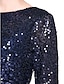 baratos Vestidos para Madrinhas-Linha A Vestido de Madrinha Decorado com Bijuteria Meia Manga Brilho &amp; Glitter Assimétrico Tafetá / Paetês com Laço(s) / Lantejoulas 2022