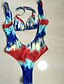 cheap Women&#039;s Swimwear &amp; Bikinis-Women&#039;s Plunging Floral Bandage Halter Neck Blue White Black Multi-piece Swimwear Swimsuit - Color Block Solid Colored Print S M L Blue