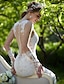 זול שמלות כלה-בתולת ים \ חצוצרה שמלות חתונה צווארון V שובל קורט עשוי מתחרה רצועות רגילות סקסית גב חשוף עם אפליקציות כפתור 2022