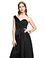 cheap Special Occasion Dresses-A-Line One Shoulder Sweep / Brush Train Satin Dress with Beading / Pleats by TS Couture®