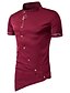 お買い得  メンズカジュアルシャツ-Men&#039;s Shirt Solid Colored Standing Collar White Black Gray Red Navy Blue Short Sleeve Daily Basic Slim Tops Chinoiserie / Summer / Summer