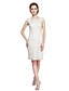 cheap Mother of the Bride Dresses-Sheath / Column Bateau Neck Knee Length Lace / Satin Mother of the Bride Dress with Lace / Pleats by LAN TING BRIDE®