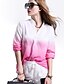 ieftine Bluze mărime mare-Pentru femei Bluză Peteci În V Albastru piscină Roz Îmbujorat Zilnic Îmbrăcăminte / Manșon Lung