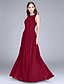 cheap Bridesmaid Dresses-Sheath / Column Jewel Neck Floor Length Chiffon Bridesmaid Dress with Lace by LAN TING BRIDE®