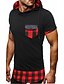 preiswerte T-Shirts &amp; Tank Tops für Herren-Herrn Solide / Verziert / Schachbrett - Retro / Street Schick / Punk &amp; Gothic Sport Baumwolle T-shirt, Mit Kapuze / Patchwork / Kurzarm