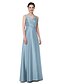 cheap Bridesmaid Dresses-A-Line V Neck Floor Length Satin Bridesmaid Dress with Pleats by LAN TING BRIDE®