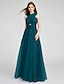 cheap Bridesmaid Dresses-A-Line V Neck Floor Length Tulle Bridesmaid Dress with Criss Cross by LAN TING BRIDE®