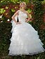 cheap Wedding Dresses-Wedding Dresses Floor Length Ball Gown Sleeveless One Shoulder Organza With Pick Up Skirt Beading 2023 Bridal Gowns