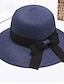 baratos Chapéus de Palha-Mulheres De Palha Chapéu de sol Fofo Palha Festa Trabalho Vintage - Retalhos Branco Preto Rosa