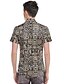 זול חולצות לגברים-Men&#039;s Beach Boho Plus Size Cotton Shirt - Geometric Flower / Print / Short Sleeve
