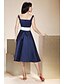 cheap The Wedding Store-Ball Gown / A-Line Bridesmaid Dress Straps Sleeveless Color Block Tea Length Satin with Sash / Ribbon / Draping 2022