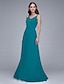 cheap Bridesmaid Dresses-Sheath / Column Spaghetti Strap Floor Length Chiffon Bridesmaid Dress with Crystals by LAN TING BRIDE®