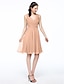cheap Bridesmaid Dresses-A-Line Bridesmaid Dress V Neck Sleeveless Elegant Short / Mini Chiffon with Pleats 2022