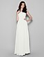 cheap Bridesmaid Dresses-Sheath / Column Scoop Neck Floor Length Chiffon Bridesmaid Dress with Draping by LAN TING BRIDE®