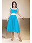 cheap The Wedding Store-Ball Gown / A-Line Bridesmaid Dress Straps Sleeveless Color Block Tea Length Satin with Sash / Ribbon / Draping 2022