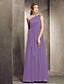 cheap Bridesmaid Dresses-Sheath / Column Bridesmaid Dress One Shoulder Sleeveless Floor Length Chiffon with Side Draping 2022