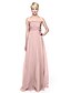 cheap Bridesmaid Dresses-Sheath / Column Strapless Floor Length Lace Tulle Bridesmaid Dress with Appliques Pleats by LAN TING BRIDE®