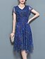 cheap Women&#039;s Dresses-Women&#039;s Plus Size Going out Sophisticated A Line Dress Print V Neck Summer Blue Red