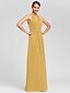 cheap Bridesmaid Dresses-Sheath / Column Halter Neck / V Neck Floor Length Chiffon Bridesmaid Dress with Criss Cross / Ruched / Draping