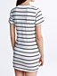 cheap Mini Dresses-Women&#039;s Cotton Shift Dress - Striped White Mini Crew Neck / Fine Stripe