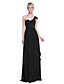 cheap Bridesmaid Dresses-Sheath / Column One Shoulder Floor Length Chiffon Bridesmaid Dress with Beading / Side Draping by LAN TING BRIDE®