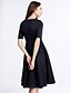זול שמלות וינטאג&#039;-צווארון מרובע עד הברך Ruched, אחיד - שמלה גזרת A כותנה וינטאג&#039; / סגנון רחוב עבודה בגדי ריקוד נשים